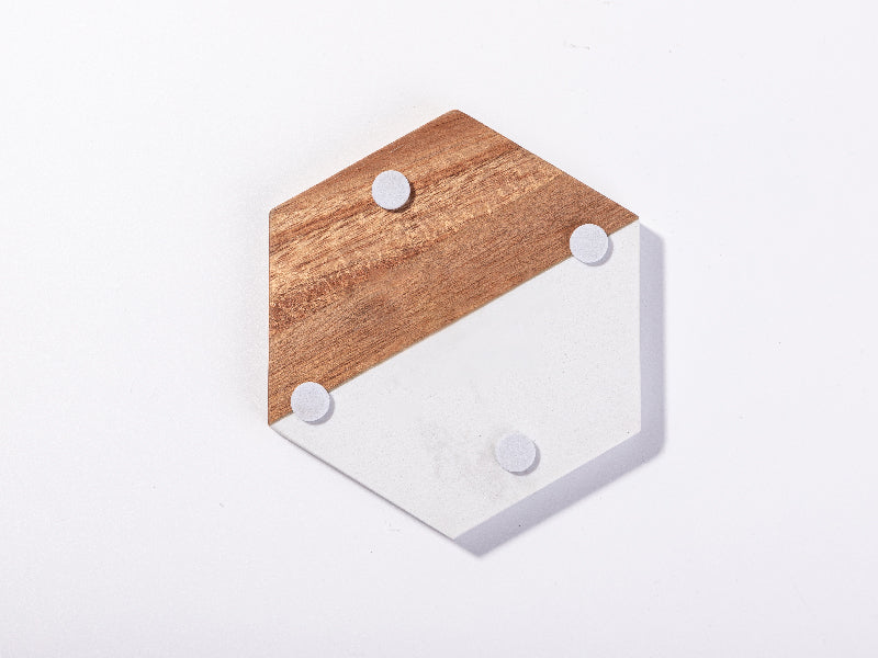 Craft Express 4 Pack Engravable Hexagonal Marble and Wood Coasters – 4" Laser-Ready
