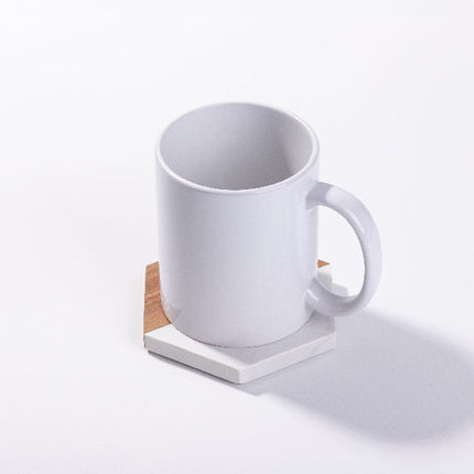 Craft Express 4 Pack Engravable Hexagonal Marble and Wood Coasters – 4" Laser-Ready