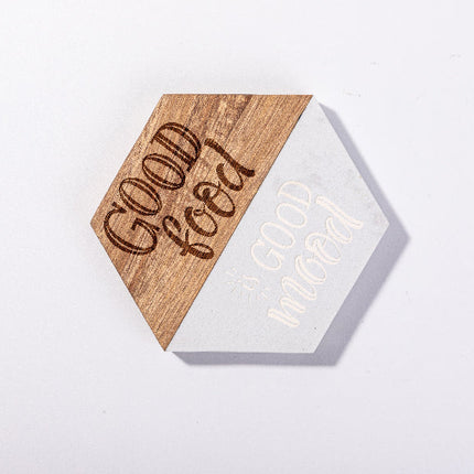 Craft Express 4 Pack Engravable Hexagonal Marble and Wood Coasters – 4" Laser-Ready