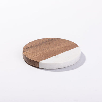 Craft Express 4 Pack Engravable Round Marble and Wood Coasters – 4" for Laser Projects