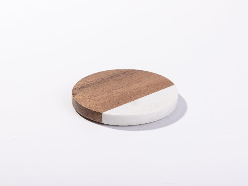 Craft Express 4 Pack Engravable Round Marble and Wood Coasters – 4" for Laser Projects