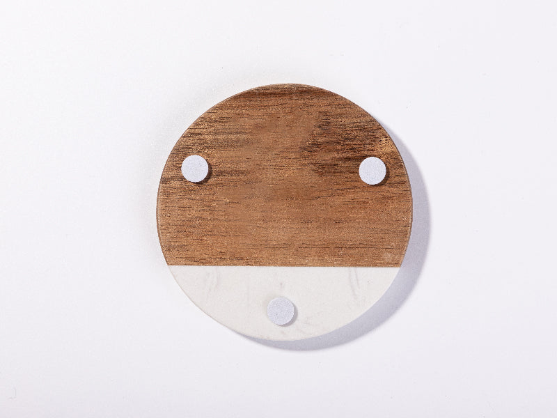 Craft Express 4 Pack Engravable Round Marble and Wood Coasters – 4" for Laser Projects