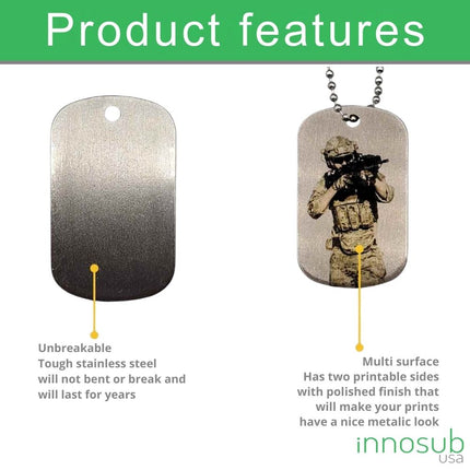 Sublimation Dog Tag Necklace Blank - 2 Sided | Custom Military Id |  Sublimation Pet ID by INNOSUB USA