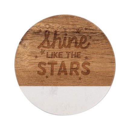 Craft Express 4 Pack Engravable Round Marble and Wood Coasters – 4" for Laser Projects