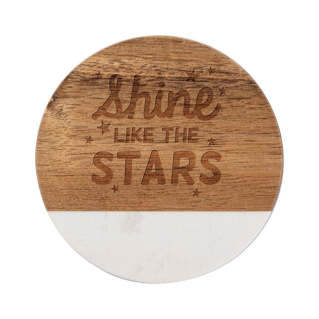 Craft Express 4 Pack Engravable Round Marble and Wood Coasters – 4" for Laser Projects