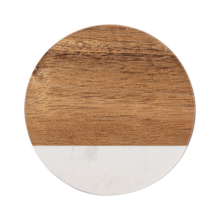 Craft Express 4 Pack Engravable Round Marble and Wood Coasters – 4" for Laser Projects