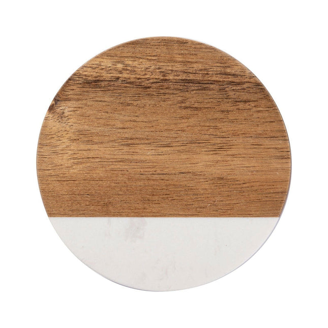 Craft Express 4 Pack Engravable Round Marble and Wood Coasters – 4" for Laser Projects
