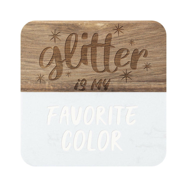 Craft Express 4 Pack Engravable Square Marble and Wood Coasters – 4"x4" Laser-Ready