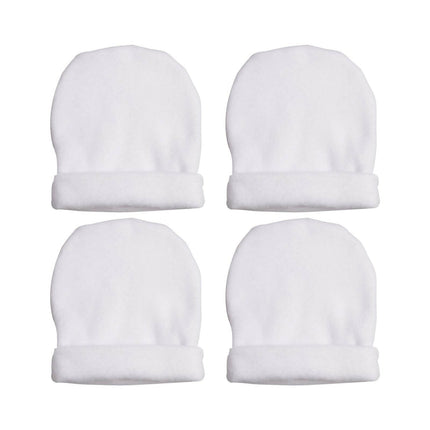 Craft Express 4 Pack Fleece Sublimation Baby Hats – Soft White Beanie Blanks