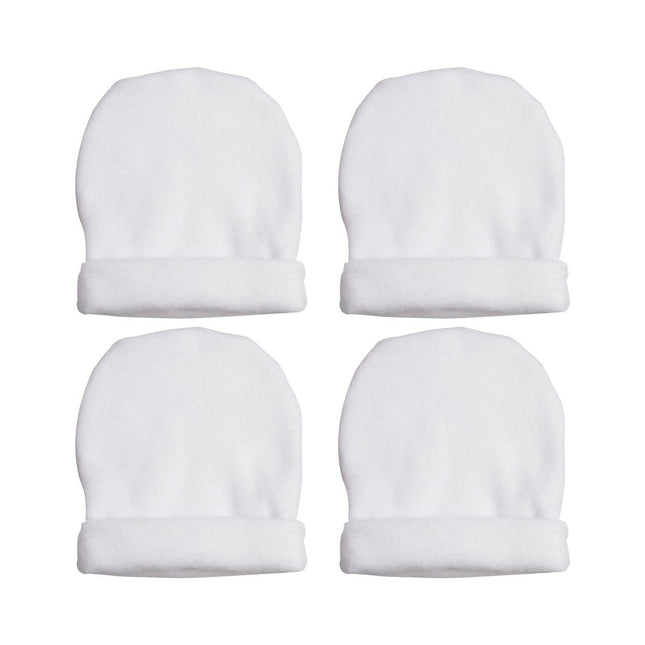 Craft Express 4 Pack Fleece Sublimation Baby Hats – Soft White Beanie Blanks