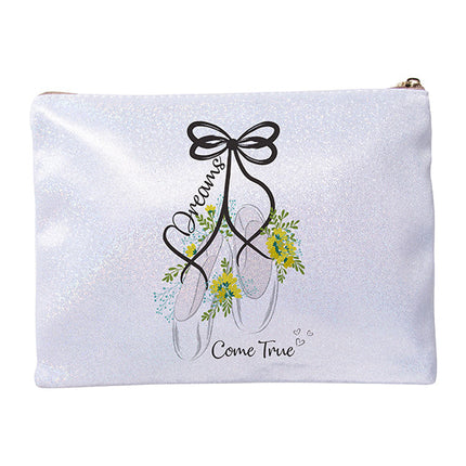 Craft Express 4 Pack Shimmer Sublimation Cosmetic Bags – 9"x6" Glitter White with Zipper