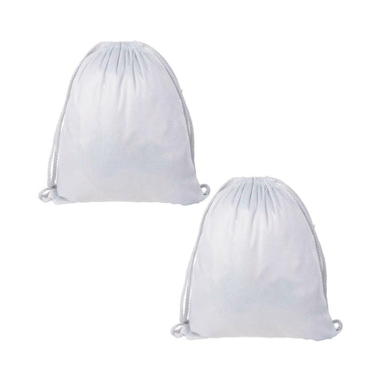 Craft Express 2 Pack Glitter Sublimation Drawstring Backpacks – 13"x16" White with Sparkle Finish