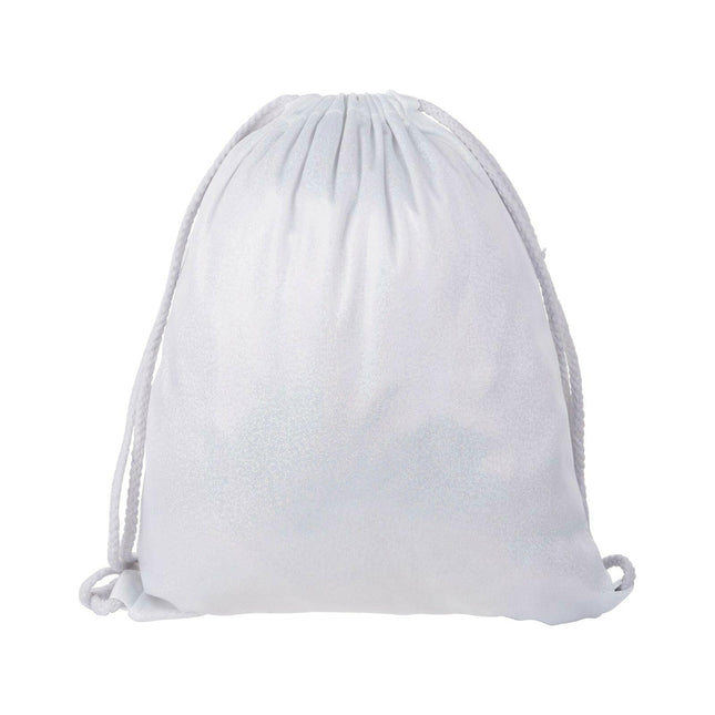 Craft Express 2 Pack Glitter Sublimation Drawstring Backpacks – 13"x16" White with Sparkle Finish