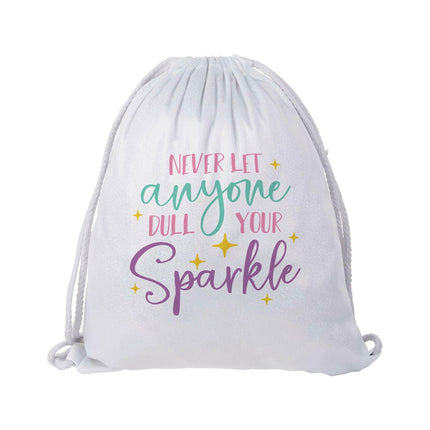 Craft Express 2 Pack Glitter Sublimation Drawstring Backpacks – 13"x16" White with Sparkle Finish