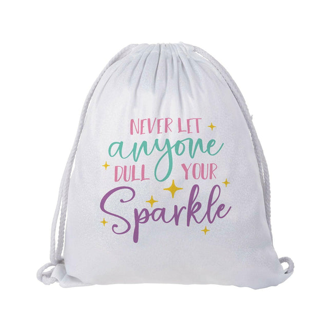 Craft Express 2 Pack Glitter Sublimation Drawstring Backpacks – 13"x16" White with Sparkle Finish
