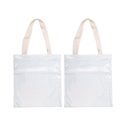 Craft Express 2 Pack Glitter Sublimation Tote Bags – 15"x16" White with Sparkle Finish