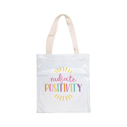 Craft Express 2 Pack Glitter Sublimation Tote Bags – 15"x16" White with Sparkle Finish