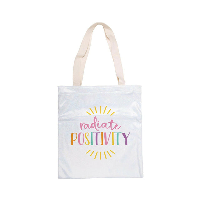 Craft Express 2 Pack Glitter Sublimation Tote Bags – 15"x16" White with Sparkle Finish