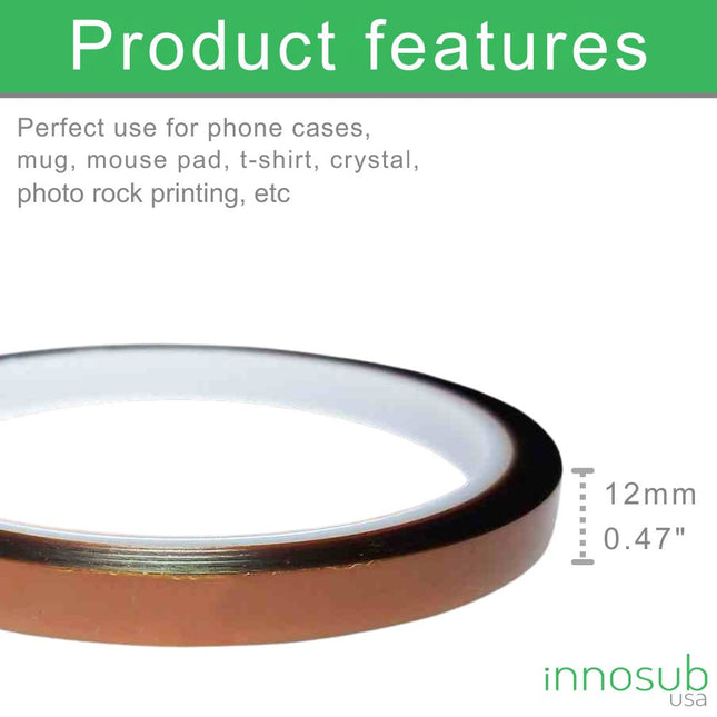 2X Sublimation Heat Tape, No Residue, High Temperature Tape - 12mm & 8mm