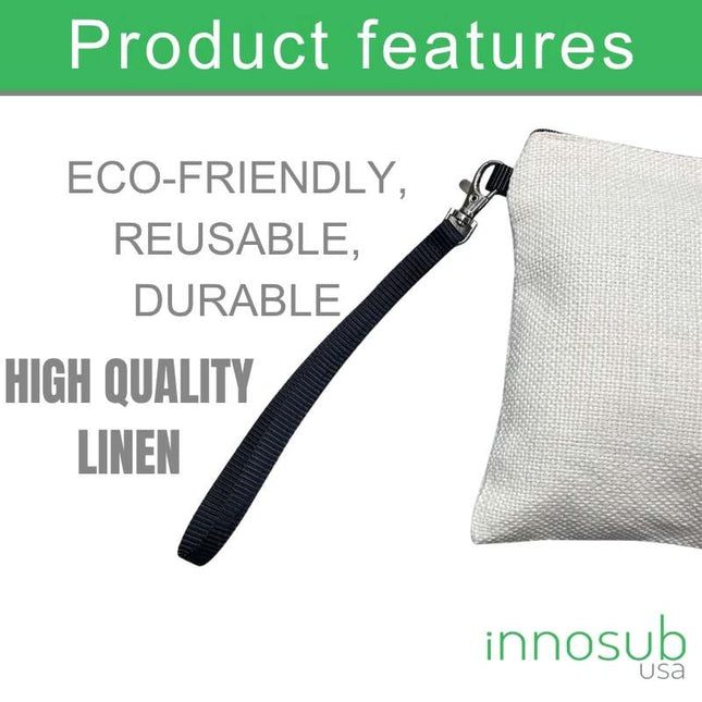 Sublimation Blanks Linen Cosmetic Bag With Zipper Wristlet 16x23cm