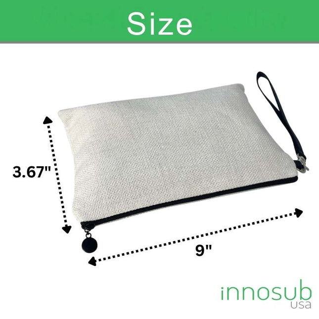 Sublimation Blanks Linen Cosmetic Bag With Zipper Wristlet 16x23cm