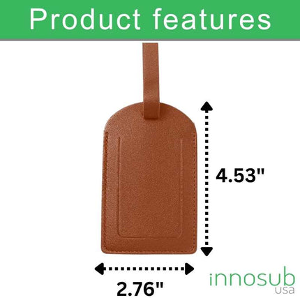Sublimation Blanks Suitcase Travel Name Tag Blank - PU Leather - Brown|White