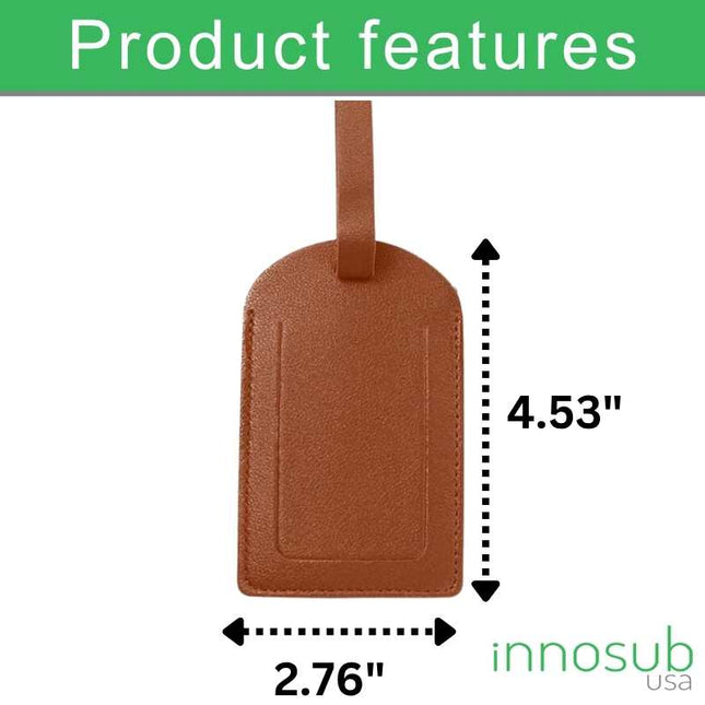 Sublimation Blanks Suitcase Travel Name Tag Blank - PU Leather - Brown|White