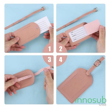 Sublimation Blanks Suitcase Travel Name Tag Blank - PU Leather - Brown|White