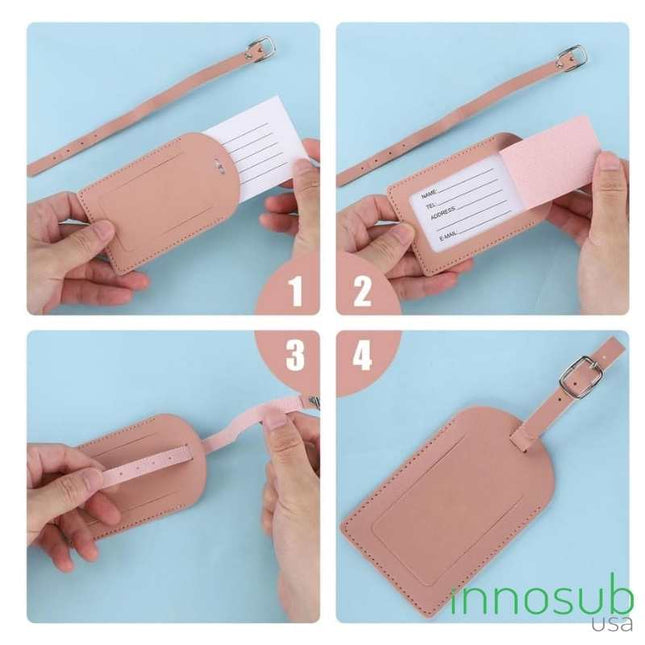 Sublimation Blanks Suitcase Travel Name Tag Blank - PU Leather - Brown|White