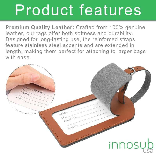 Sublimation Blanks Suitcase Travel Name Tag Blank - PU Leather - Brown|White