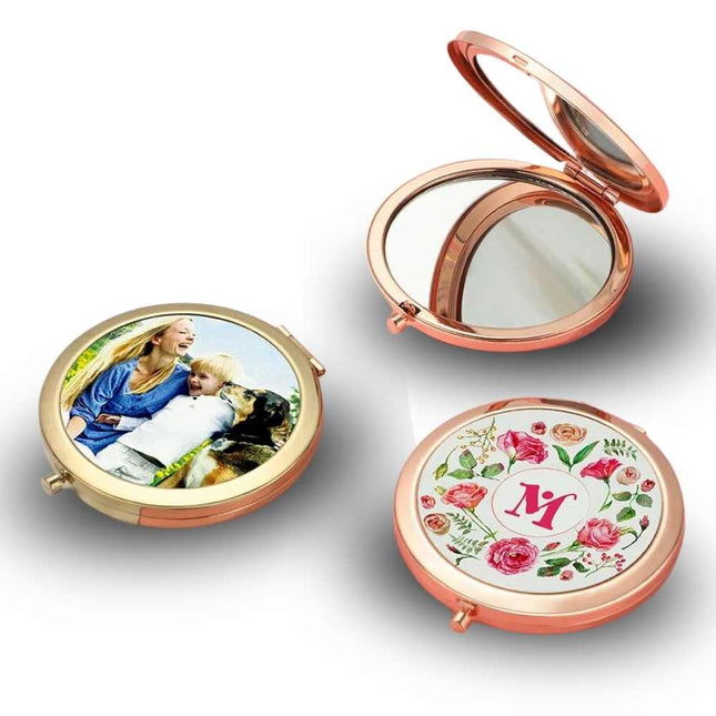 Sublimation Blanks Compact Pocket Mirror - Round – Gold /Rose Gold / Silver/ Black