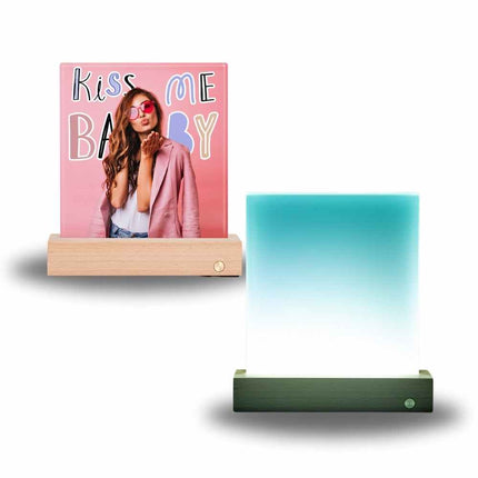 Sublimation Blanks Glass Photo LED Panel with Wood Base 6x8 Inch