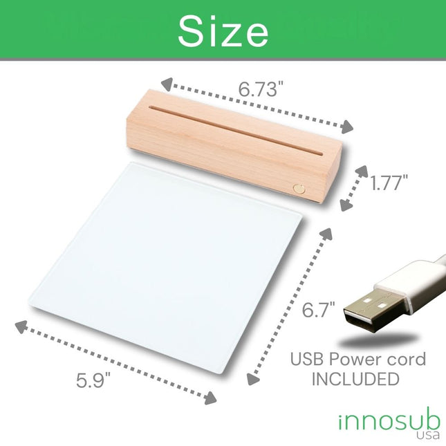Sublimation Blanks Glass Photo LED Panel with Wood Base 6x8 Inch