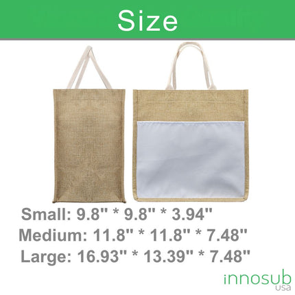 Sublimation Blank Linen Tote Bag with Pocket - in 3 Sizes