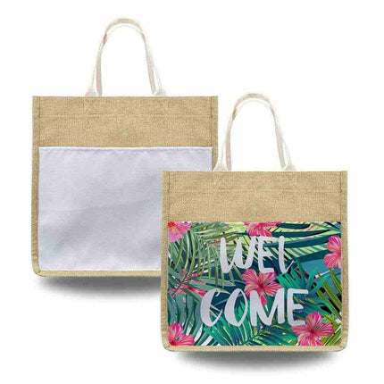 Sublimation Blank Linen Tote Bag with Pocket - in 3 Sizes