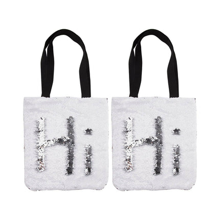 Craft Express 2 Pack Sequin Double-Layer Tote Bags – White & Silver Sublimation Blanksblimation