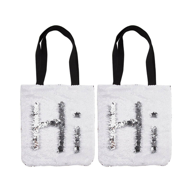 Craft Express 2 Pack Sequin Double-Layer Tote Bags – White & Silver Sublimation Blanksblimation