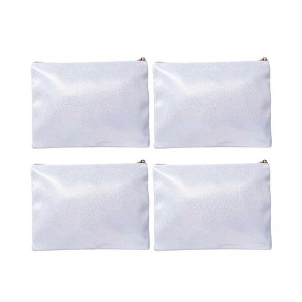 Craft Express 4 Pack Shimmer Sublimation Cosmetic Bags – 9"x6" Glitter White with Zipper
