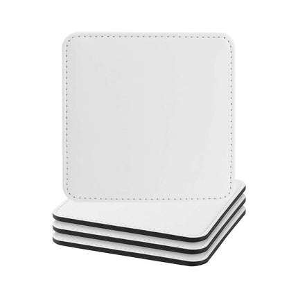 Craft Express 4 Pack Square Vegan Leather Sublimation Coasters – 4" x 4" White