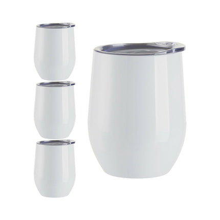 Craft Express 6 Pack Stainless Steel Sublimation Wine Tumblers – 12oz with Lids