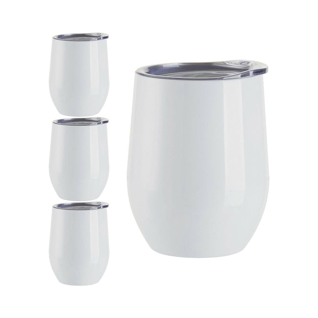 Craft Express 6 Pack Stainless Steel Sublimation Wine Tumblers – 12oz with Lids