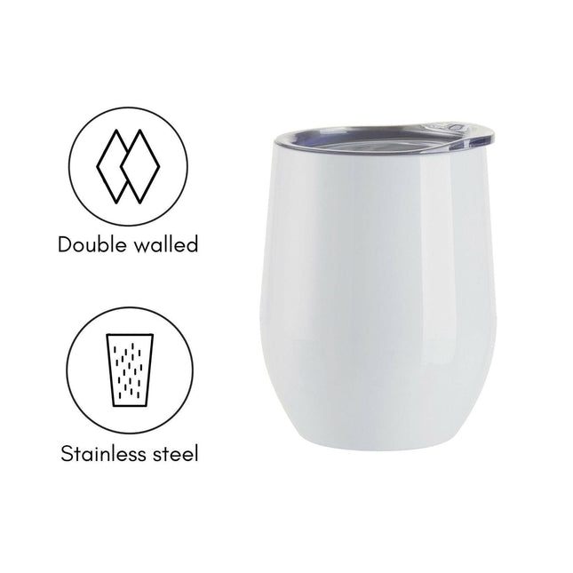 Craft Express 6 Pack Stainless Steel Sublimation Wine Tumblers – 12oz with Lids