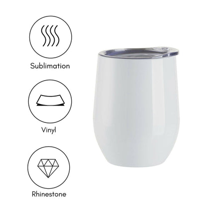 Craft Express 6 Pack Stainless Steel Sublimation Wine Tumblers – 12oz with Lids