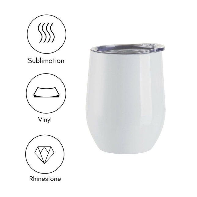 Craft Express 6 Pack Stainless Steel Sublimation Wine Tumblers – 12oz with Lids