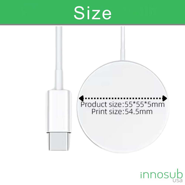 Sublimation Blanks Magnetic Wireless Charger - 15W With LED - Black/White