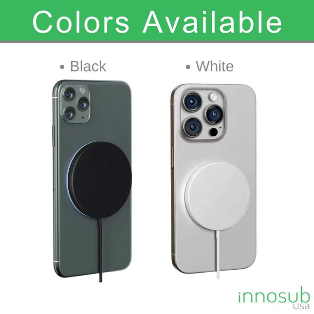 Sublimation Blanks Magnetic Wireless Charger - 15W With LED - Black/White