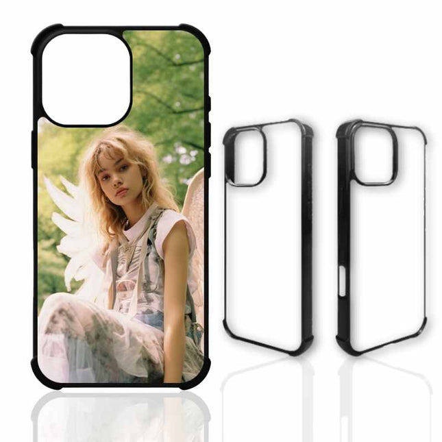 Sublimation Blanks 2D Bumper Anti-Shock Case for iPhone 15|16|17 Series - With White Glossy Aluminum Insert