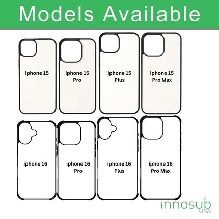 Sublimation Blanks 2D Bumper Anti-Shock Case for iPhone 15|16|17 Series - With White Glossy Aluminum Insert