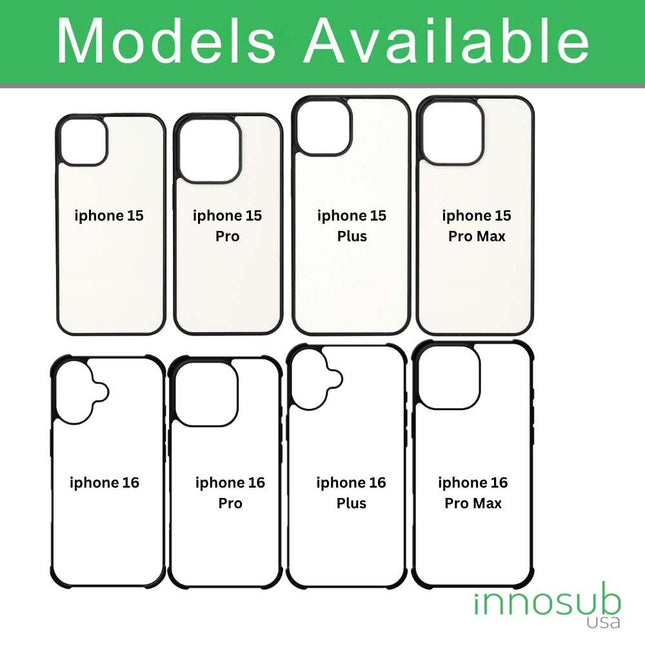 Sublimation Blanks 2D Bumper Anti-Shock Case for iPhone 15|16|17 Series - With White Glossy Aluminum Insert