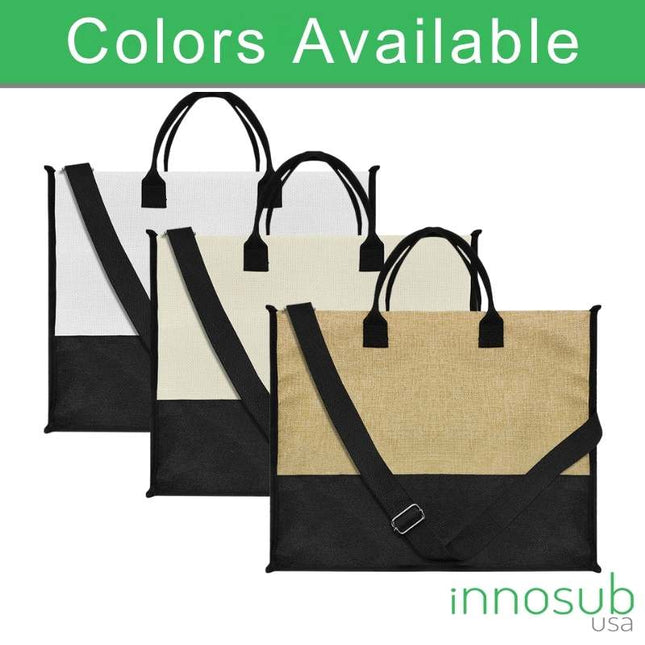 Sublimation Blanks Patchwork Linen Handbag- 43*34*17cm- Cream/Linen/White